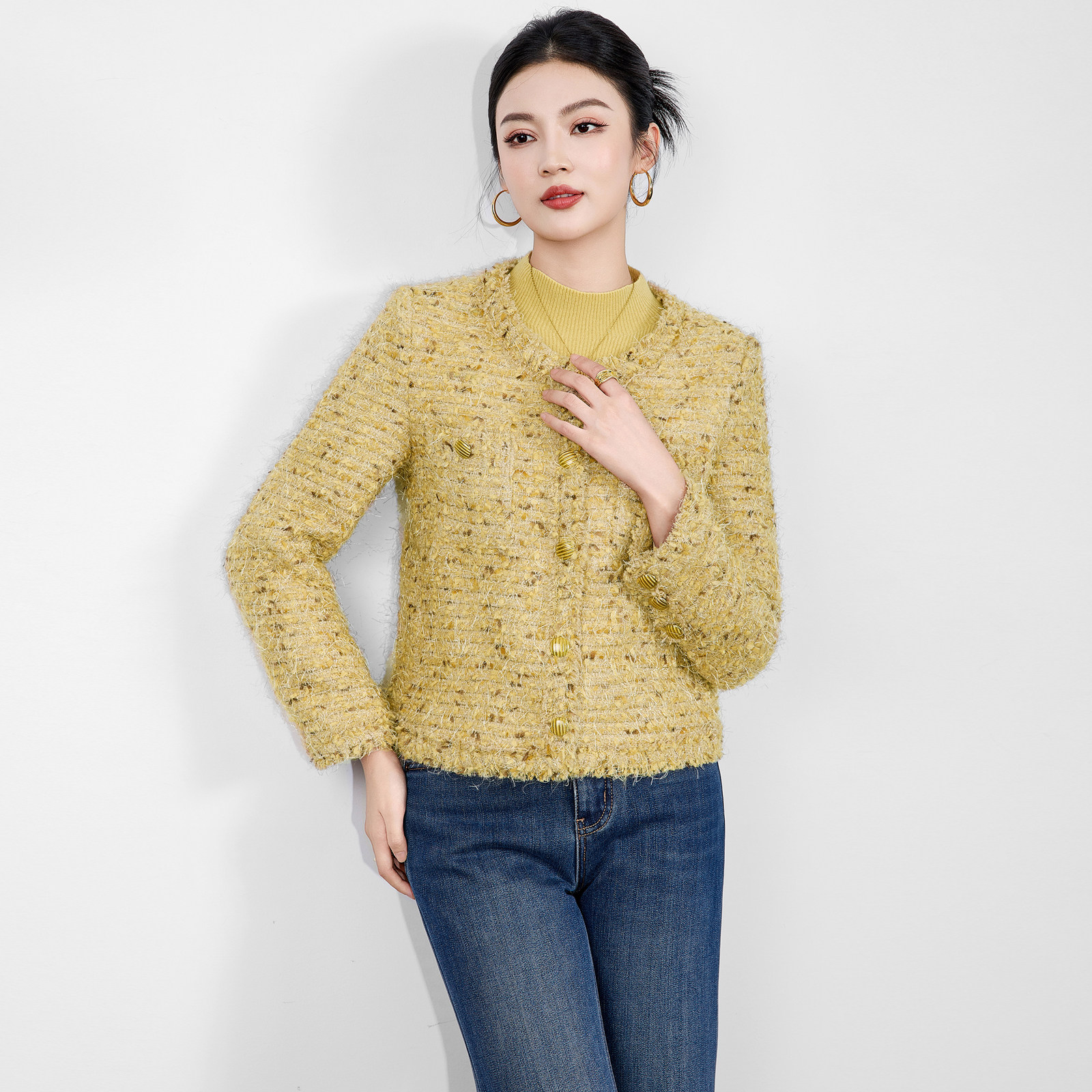 迪奥25秋冬氛围感小香风短外套女法式复古加厚超软羊毛粗花呢外套,淘宝优惠券,粉丝福利购,淘宝优惠卷