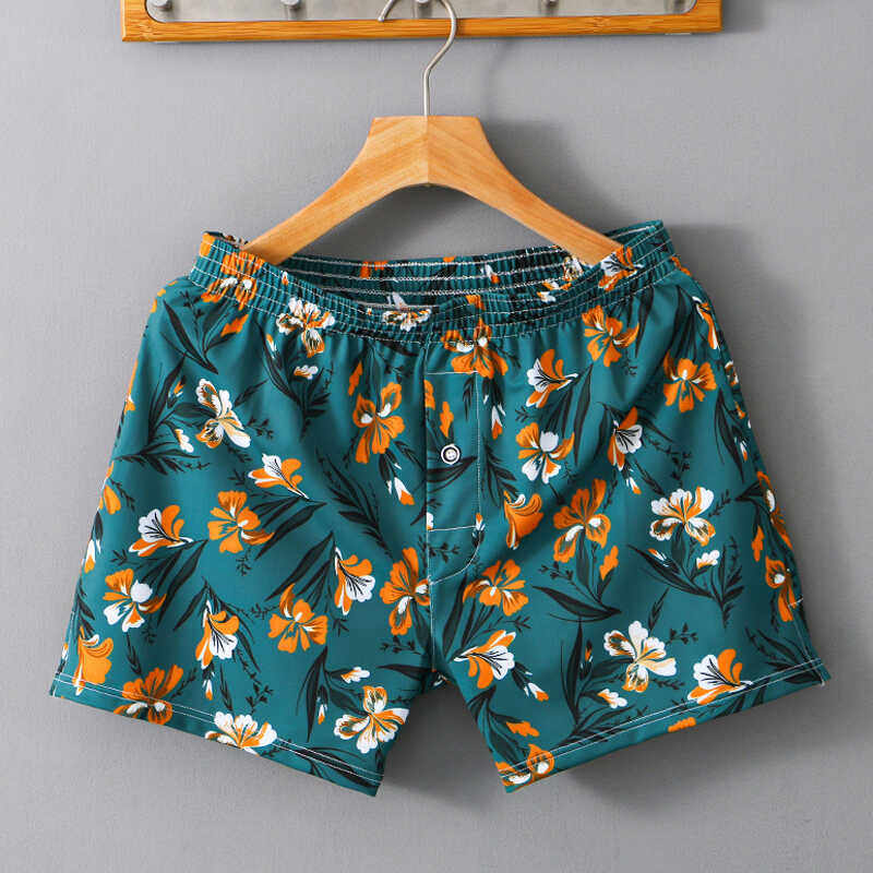 男士内裤男冰丝宽松大码印花平角裤衩潮流睡裤青年男生四角大裤头,淘宝优惠券,粉丝福利购,淘宝优惠卷