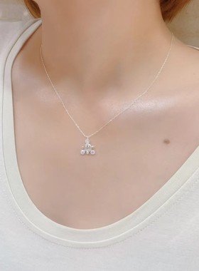 925银南瓜车项链女百搭珍珠马车镶钻锁骨链潮小红书推荐