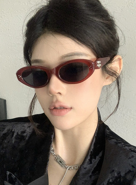 复古红色高级感猫眼墨镜防紫外线