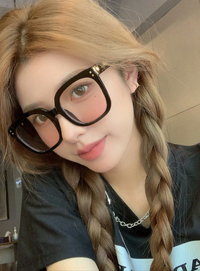 方形韩版女大框腮红眼镜可配近视
