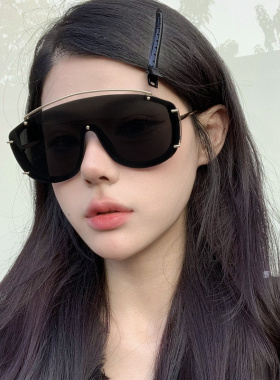 超大框个性连体黑色墨镜大脸显瘦