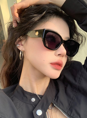 欧美复古黑色猫眼墨镜女防紫外线