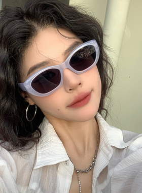 韩版多巴胺蓝色猫眼墨镜防紫外线