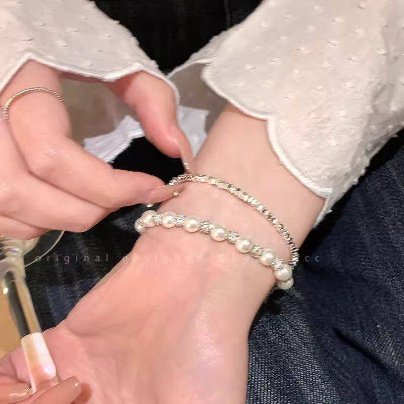 女珍珠小满天星手链冷淡闺蜜银子高级感学生手饰清新串珠风轻奢碎 - 图1