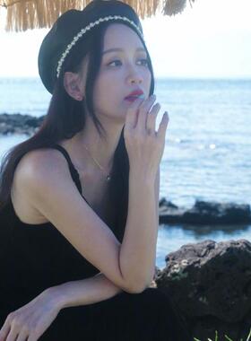 女陈乔恩同款珍珠链条贝雷帽
