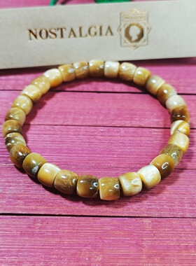很独特黄虎眼石手链桶珠手串男女