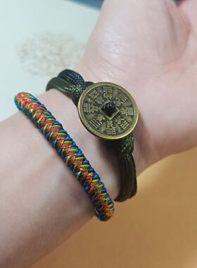 山鬼花钱手绳黄铜扣本命年手环链