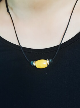 设计蜜蜡玉锁骨项链好运礼物定制