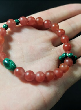 天然南红孔雀石手链喜火补火手串