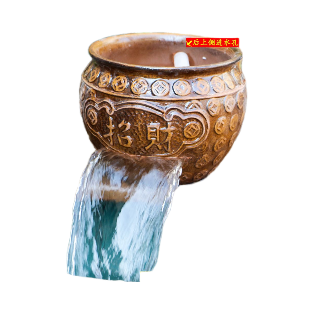 复古田园瀑布流水罐寓意摆件水缸增氧过滤庭院造景单个装饰小陶罐,淘宝优惠券,粉丝福利购,淘宝优惠卷