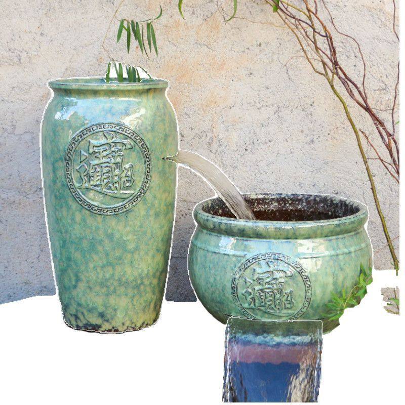 全套养鱼造景鱼池陶瓷古法鱼缸摆件流水罐下循环水瀑布生态过滤器,淘宝优惠券,粉丝福利购,淘宝优惠卷