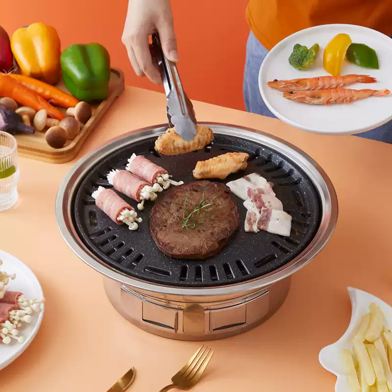 Korean charcoal oven household smokeless barbecue pot round merchant outdoor portable charcoal barbecue oven carbon stove