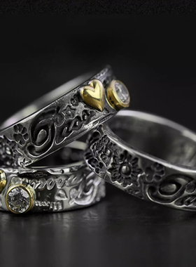 私人定制情侣戒指印心形