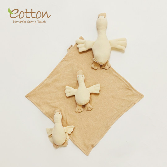 Colored cotton baby comfort toy soothing towel rattle white goose