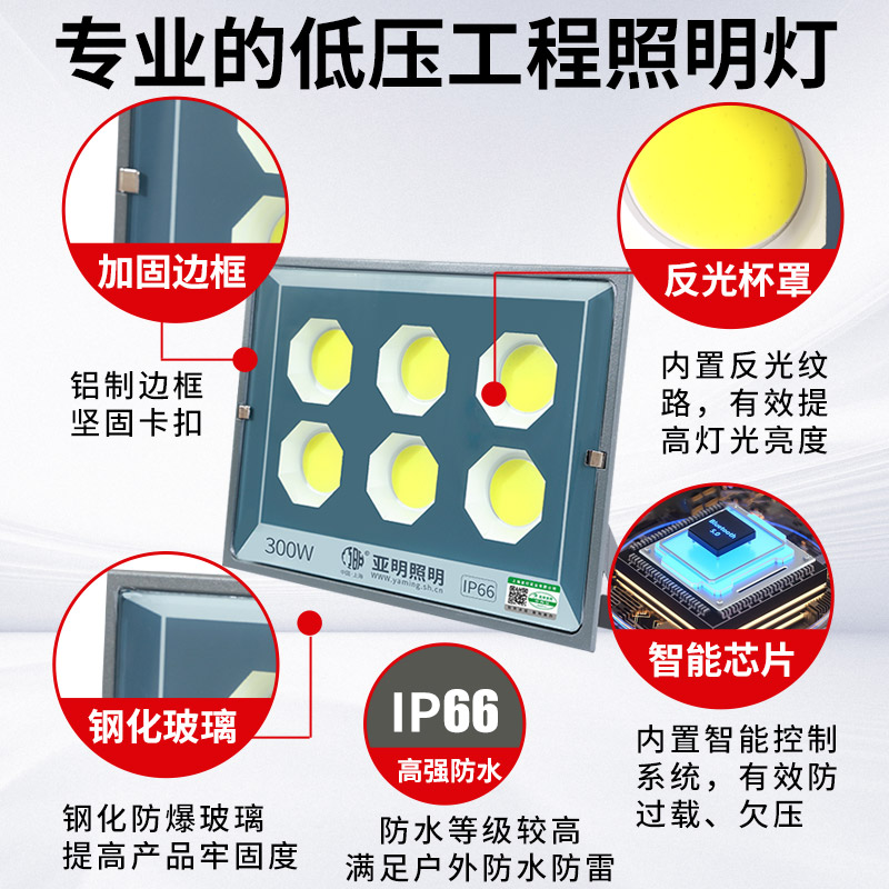 亚明LED投光灯低压12V24V36V户外防水交直流船用电瓶摆地摊夜市灯 - 图2