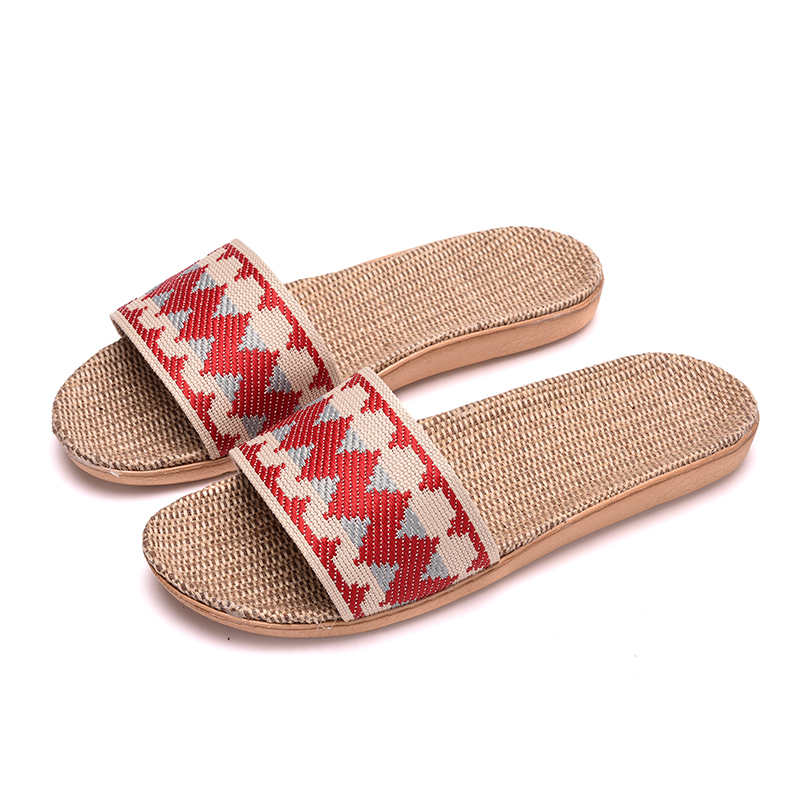 夏季情侣居家凉拖鞋室内木地板防滑轻便透气防臭家用女士亚麻拖鞋 - 图3