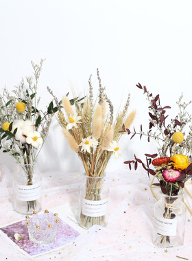 干花花束玫瑰真花雏菊尤加利叶抖音北欧ins家居装饰摆件拍摄道具