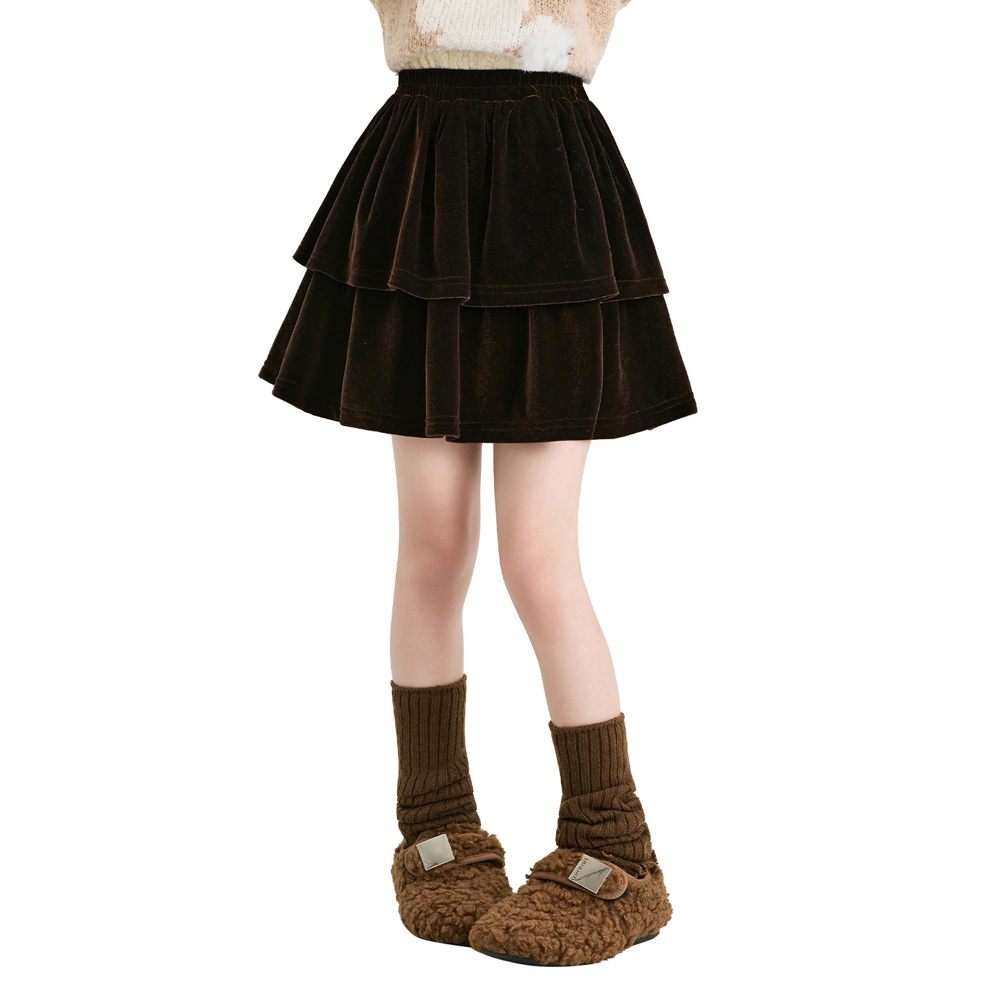 女童半身裙冬季2025新款金丝绒女孩蛋糕裙秋冬款黑色短裙儿童裙子,淘宝优惠券,粉丝福利购,淘宝优惠卷