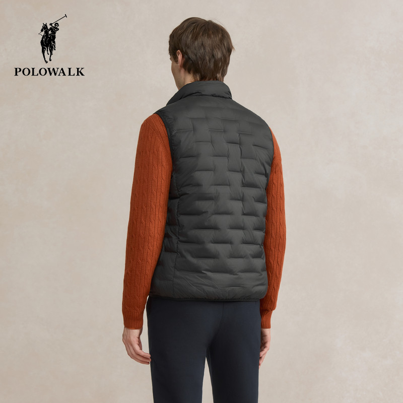 POLOWALK男士立领轻薄羽绒马甲秋冬新款保罗休闲纯色90鸭绒背心潮,淘宝优惠券,粉丝福利购,淘宝优惠卷