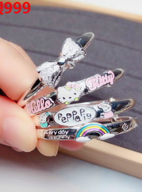 香港正生s999纯银宝宝手镯子铃铛婴儿童男女满月周岁礼物抖音同款