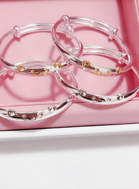 香港正生S999鼠年宝宝银手镯纯银儿童银镯子男女爆款小孩满月银饰