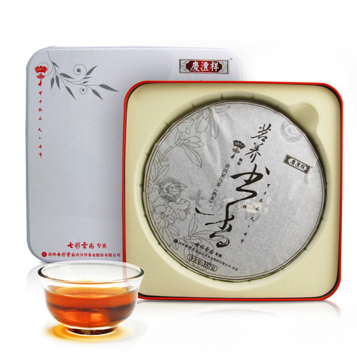 七彩云南庆沣祥庆丰祥 茗养书香3年普洱茶熟茶七子饼送礼品盒357g - 图0