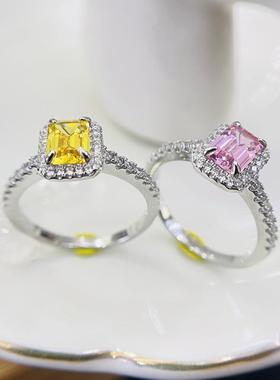 JZ319 宝塔长方石彩钻女款戒指 黄色彩宝仿钻戒