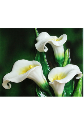 外贸出口欧式手绘陶瓷马蹄莲瓷板画客厅工作室高级会所装饰品壁画