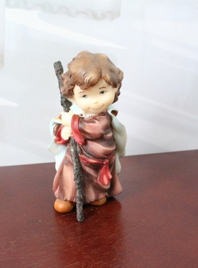 外贸原单树脂彩绘可爱男孩女孩马槽组三王人物圣诞摆件装饰品礼物