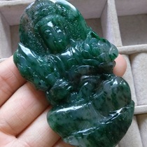 The Lone Mountain Jade Carving of the Vanity Guanyin Bodhisattva The Bodhisattvas life The Buddhas life The patron saint of the Buddhas patron saint ice through the full green pendant pendant