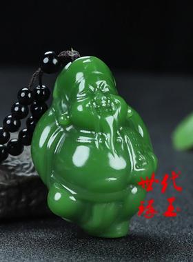 和田玉财神手把件精雕碧玉算盘财神爷把玩件招财进宝财神小摆件