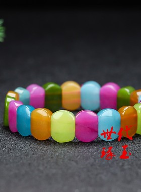 天然和田玉多宝手串新疆玉彩玉手排手链玉石多色手链玉珠手饰配饰