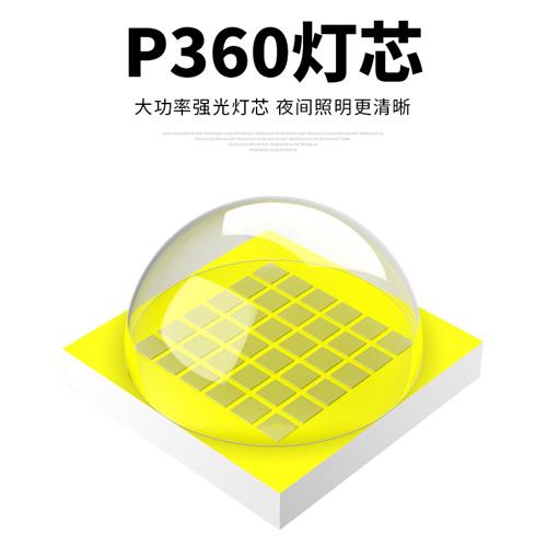 P360强光手电筒大功率手电筒USB充电电量显示伸缩变焦新款 - 图0