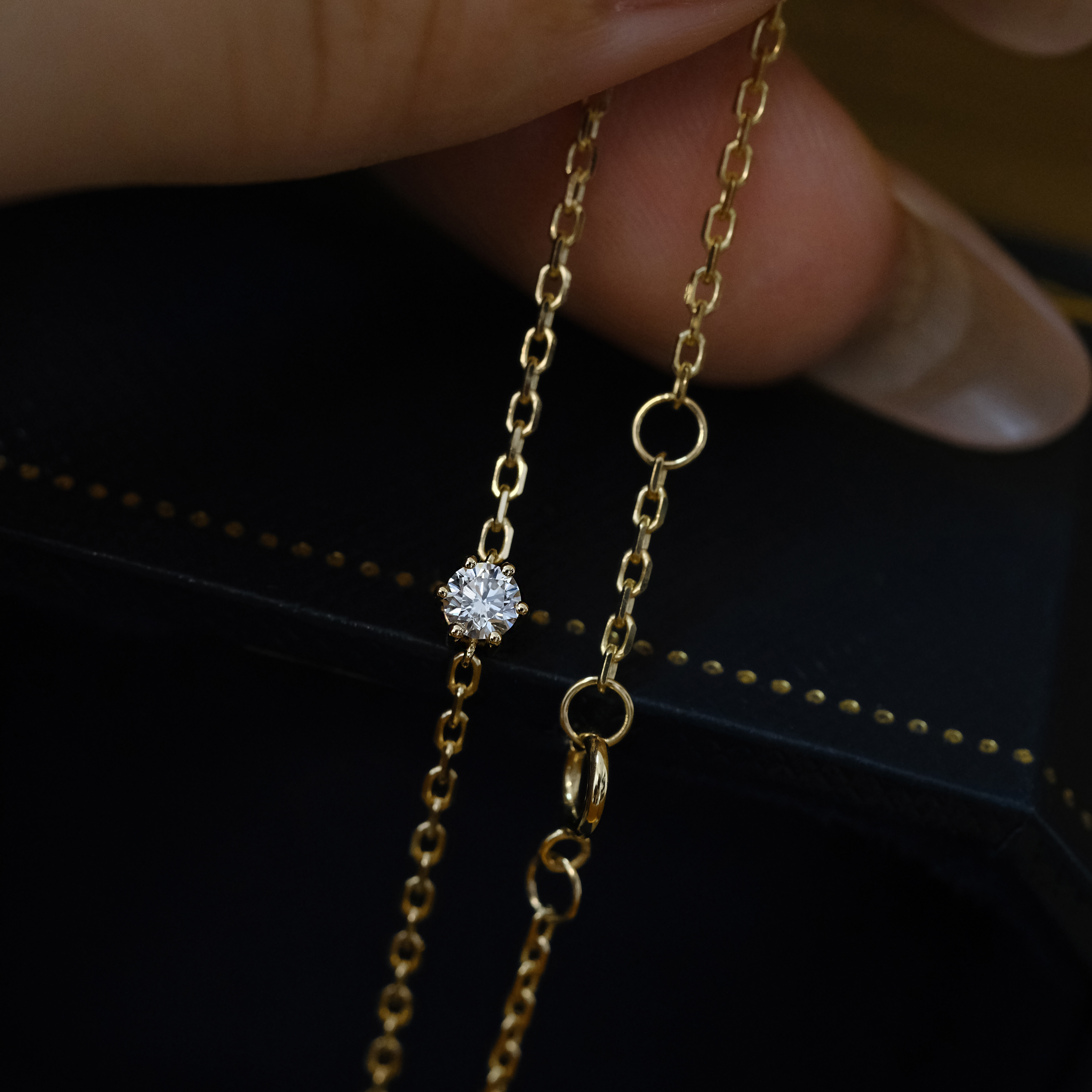 培育钻石手链18k黄金5分10分鼻屎钻人工真钻手饰女日系小清新叠戴 - 图0