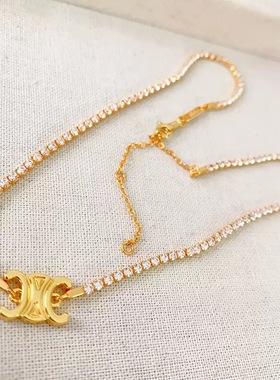 凯旋门满钻吊坠项链女法式轻奢小众设计高级感气质锆石锁骨链颈链