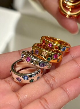 GD权志龙同款彩色钻石戒指女轻奢高级感小众设计情侣对戒食指指环