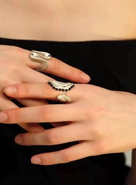 正品 初印月震水波纹黑玛瑙系列耳环戒指项链