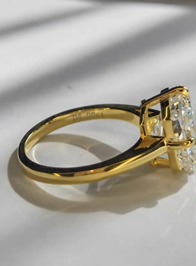 定制6-21号4克拉进口冰花切割白钻简约大气冰糖款戒指可打k金标