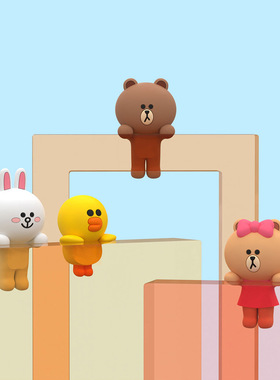 LINE布朗熊装饰公仔摆件随心贴