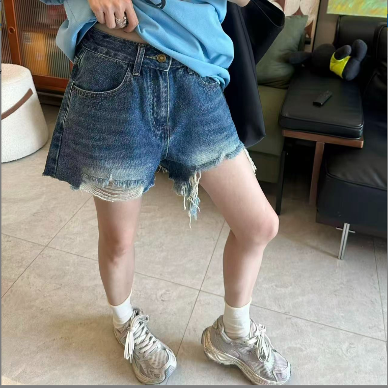 【Z】831/00327/154休闲百搭高腰显瘦破洞毛边牛仔短裤女,淘宝优惠券,粉丝福利购,淘宝优惠卷
