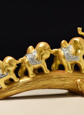 欧式客厅酒柜酒架电视柜大象摆件创意家居玄关装饰品三只小象摆设