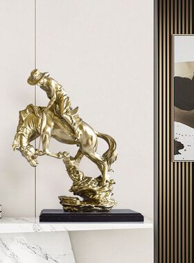 美式创意西部牛仔树脂工艺品摆件老板办公室酒柜书柜办公桌装饰品