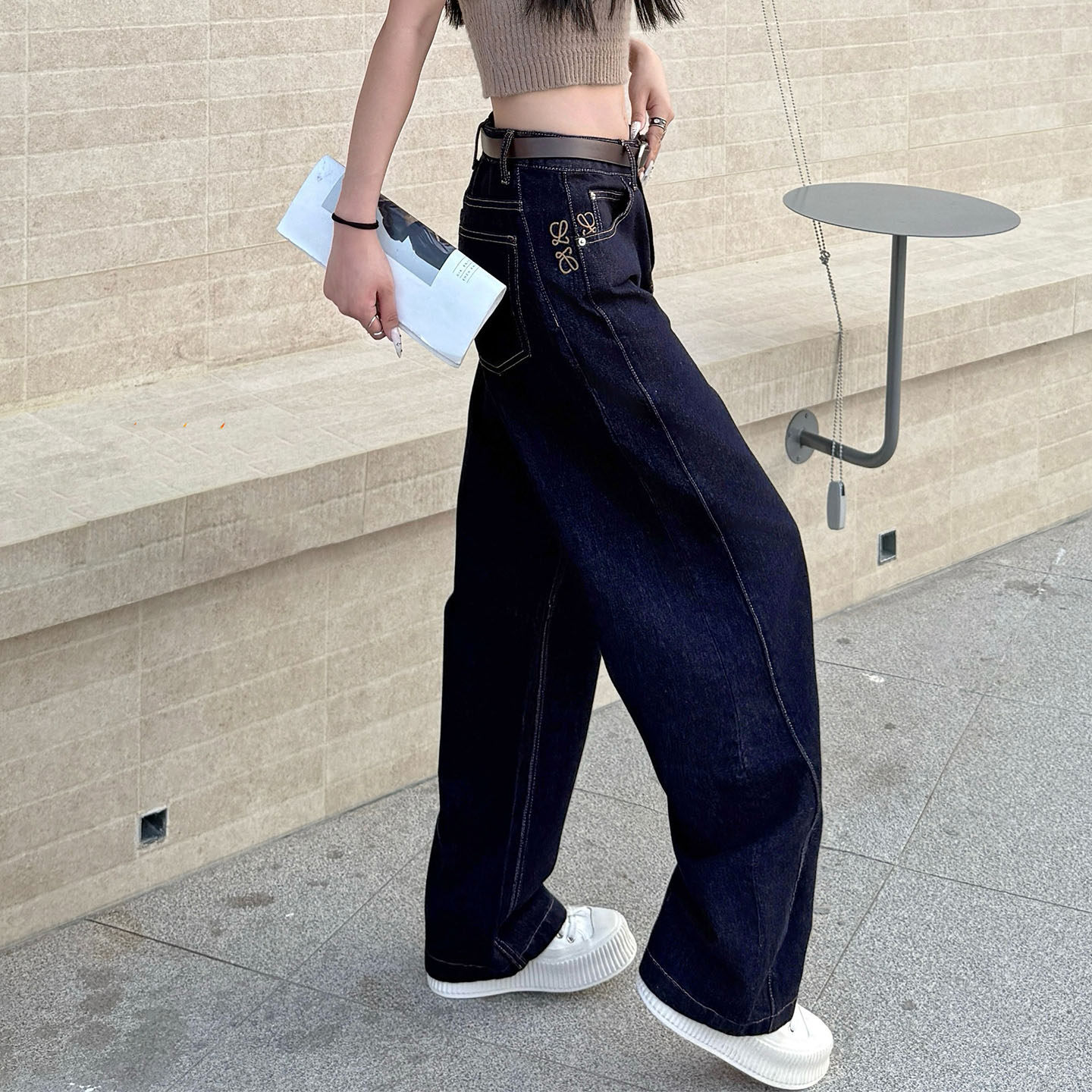 2025秋新款Jeans阿凡牛A5227宽松显瘦阔腿弯刀裤女牛仔筒裤香蕉裤,淘宝优惠券,粉丝福利购,淘宝优惠卷