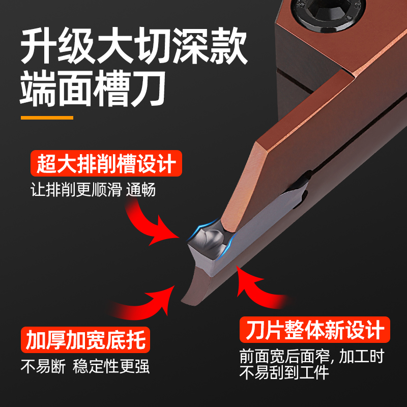 大切深内端面深槽刀断面槽刀杆切割平面槽刀片双头5mm不锈钢刀头-图0