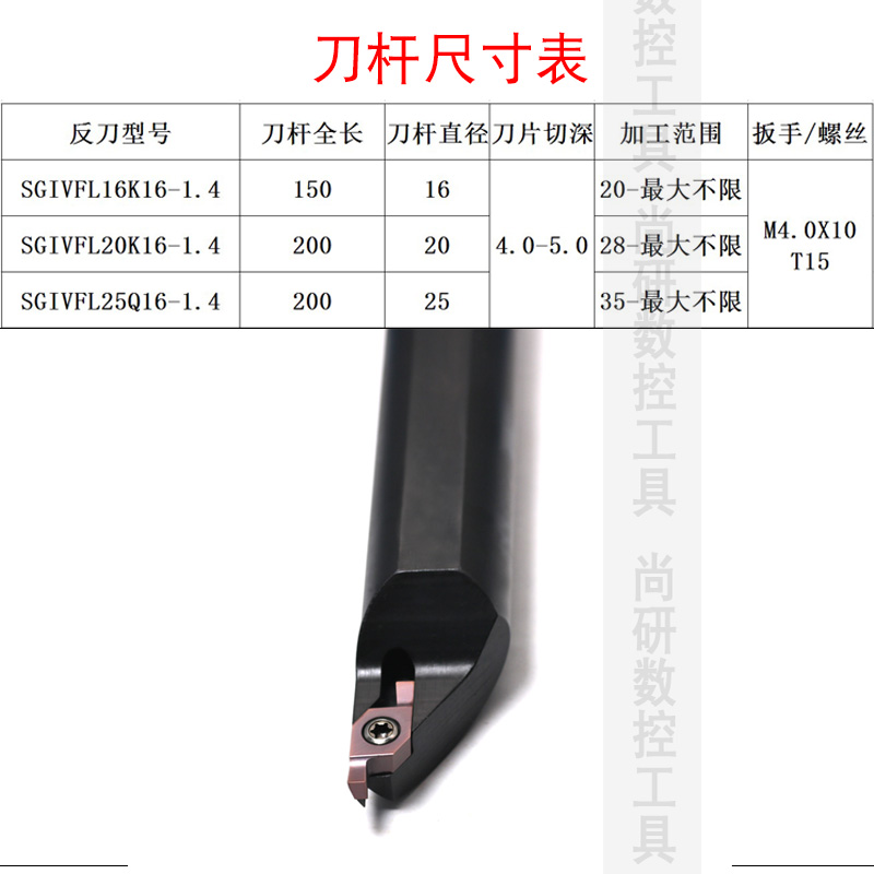 数控端面槽刀刀杆机夹切刀车床割刀片20方反车刀内径断面的切刀架