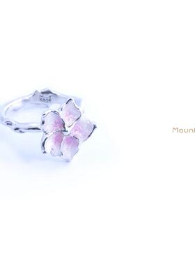 山略首饰桃花漫枝925银原创