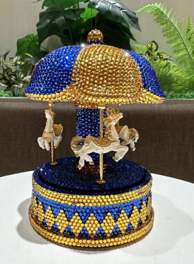 音乐盒粘钻北欧创意梦幻旋转木马