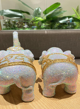 招财大象摆件一对高档创意家居
