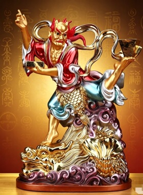 魁星踢斗神像站魁星点斗大魁星君魁星像树脂玻璃钢木雕铸铜摆件